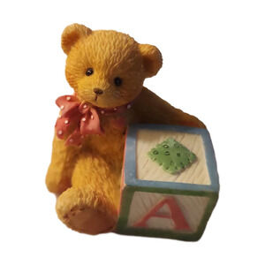 Enesco Cherished Teddies 1995 Bear Figurine "A" Block #1584448A